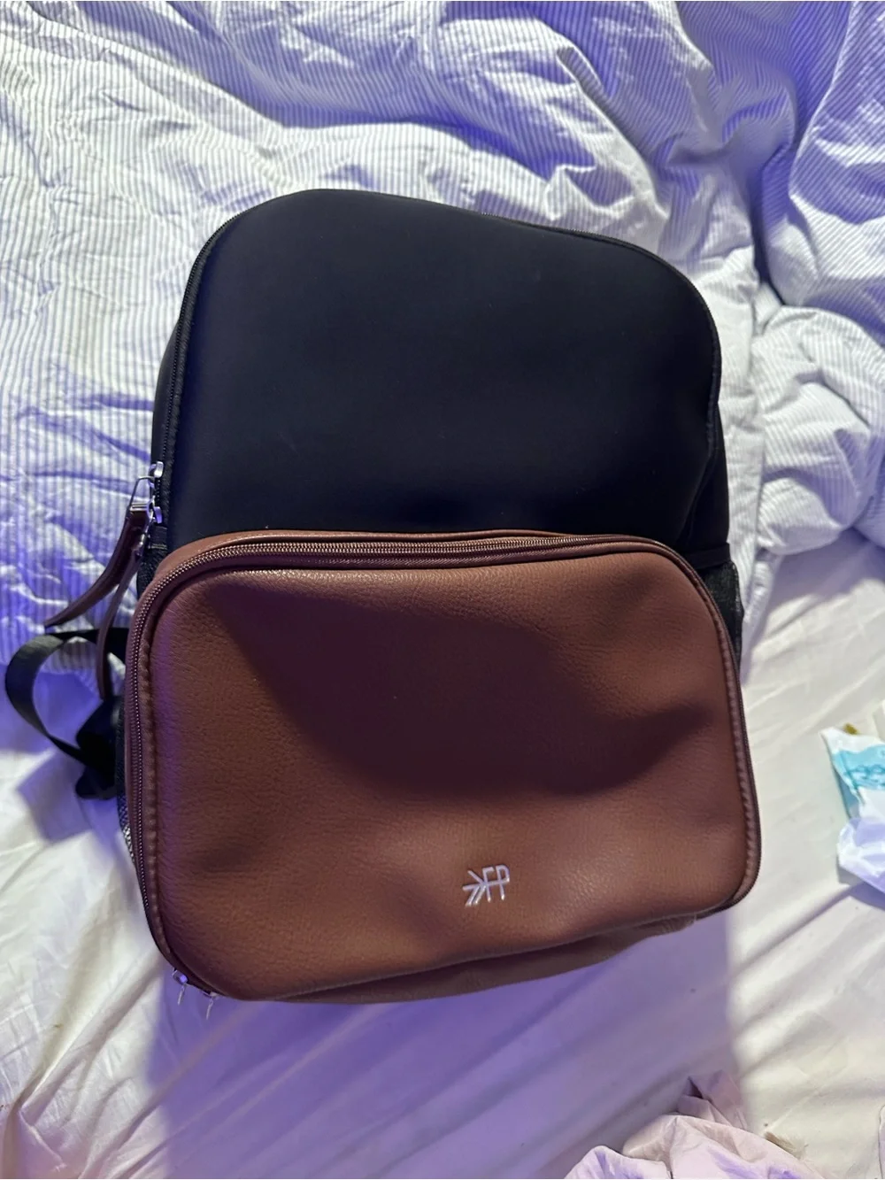 BRAND NEW Freshly Picked Black and Brown diaper bag Backpack with Front Pouch